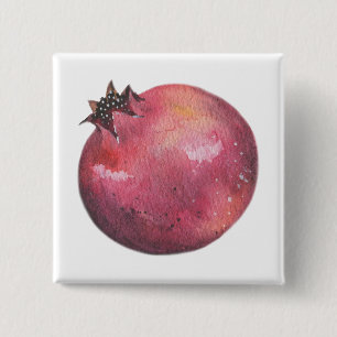 Badge Carré 5 Cm Grenade à l'aquarelle