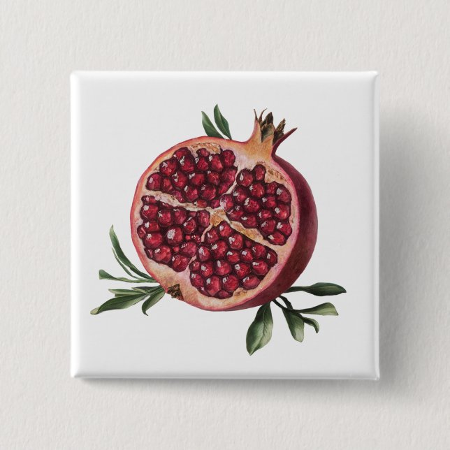 Badge Carré 5 Cm Grenade aquarelle tendance moderne  (Devant)
