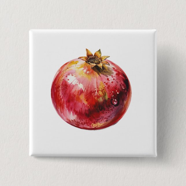 Badge Carré 5 Cm Grenade aquarelle tendance moderne  (Devant)