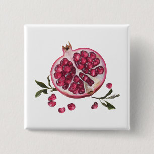 Badge Carré 5 Cm Grenade aquarelle tendance moderne