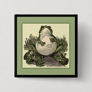 Badge Carré 5 Cm Grenouille avec grenouilles bébés