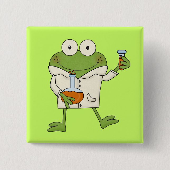 Badge Carré 5 Cm Grenouille de laboratoire (Devant)