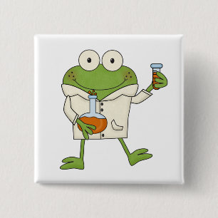 Badge Carré 5 Cm Grenouille de laboratoire