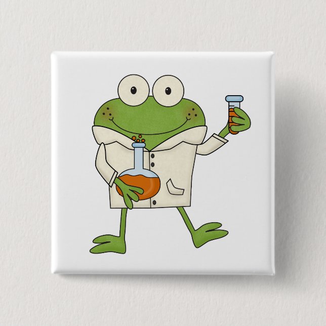 Badge Carré 5 Cm Grenouille de laboratoire (Devant)