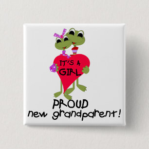 Badge Carré 5 Cm Grenouille grand-parent de chemises et cadeaux pou
