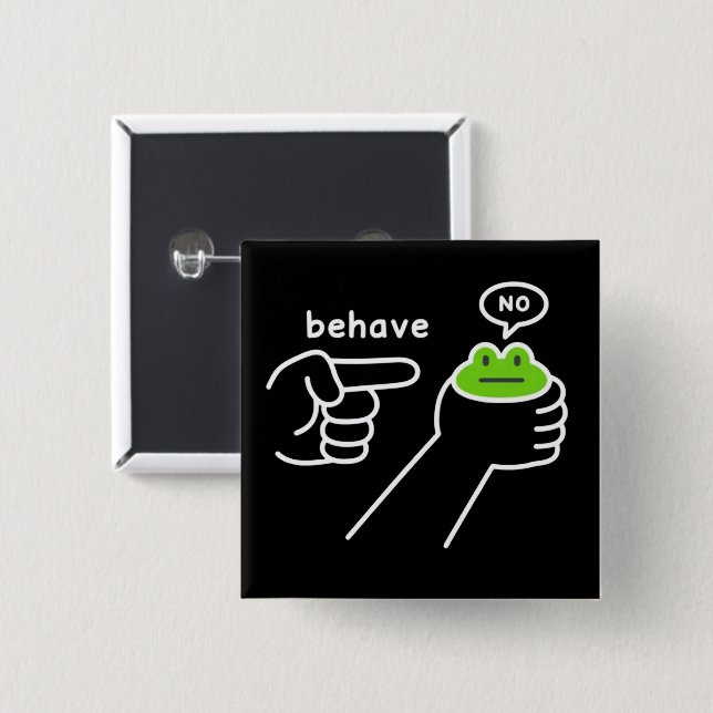 Badge Carré 5 Cm Grenouille malhonnête Mème de grenouille Ne se com (Devant & derrière)