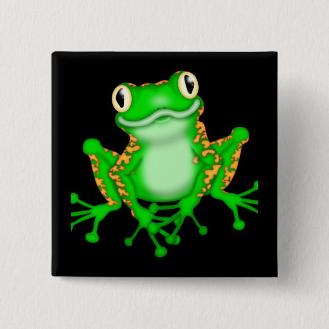 Badge Carré 5 Cm Grenouille verte (Devant)