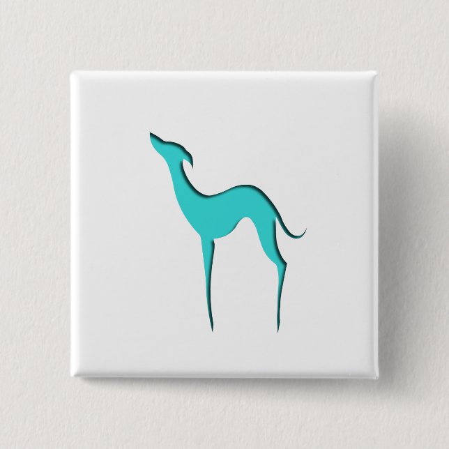 Badge Carré 5 Cm Greyhound Whippet chien élégante silhouette turquo (Devant)