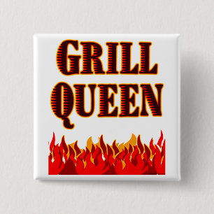 Badge Carré 5 Cm Grill Queen Funny BBQ Dit