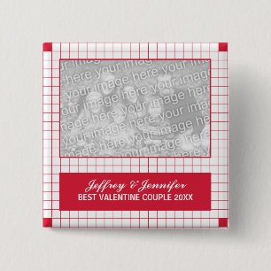 Badge Carré 5 Cm Grille rouge