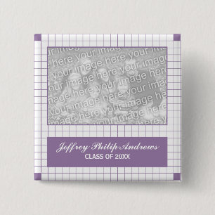 Badge Carré 5 Cm Grille violette