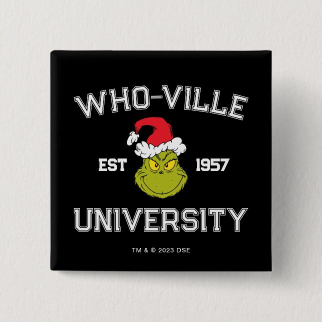 Badge Carré 5 Cm Grille | Who-ville University Est 1957 (Devant)