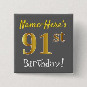Badge Carré 5 Cm Gris, anniversaire d'or de Faux