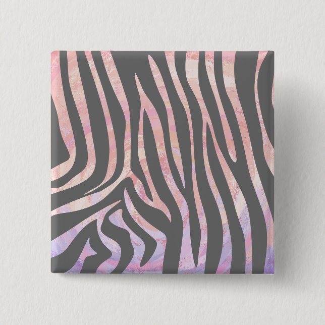 Badge Carré 5 Cm Gris clair et rose Zebra (Devant)
