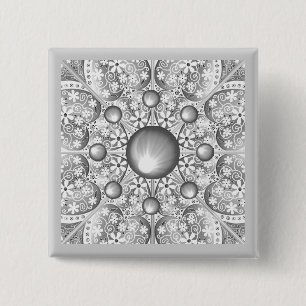 Badge Carré 5 Cm Gris dentée céramique