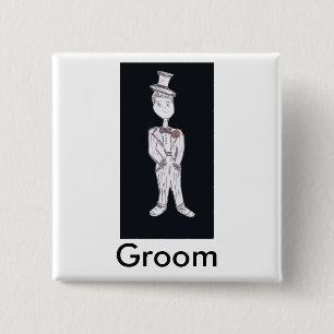 Badge Carré 5 Cm Groom Tuxedo