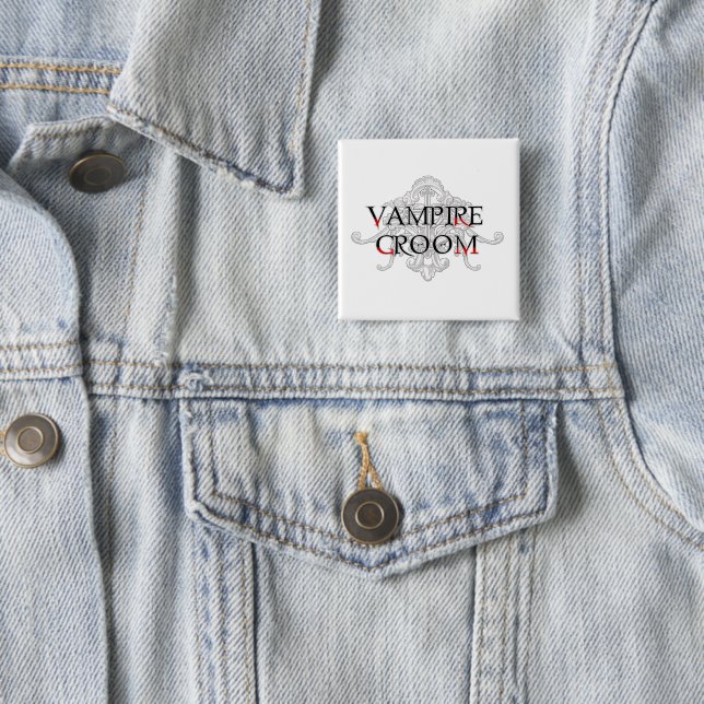 Badge Carré 5 Cm Groom vampire (En situation)