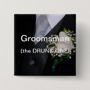 Badge Carré 5 Cm Groomsman l'ivre