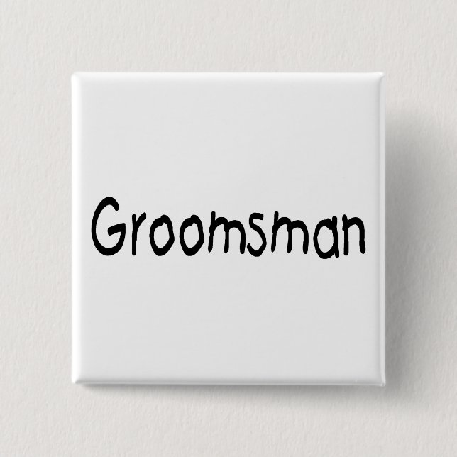 Badge Carré 5 Cm Groomsman (noir) (Devant)