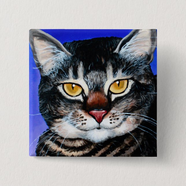Badge Carré 5 Cm Gros chat peint (Devant)