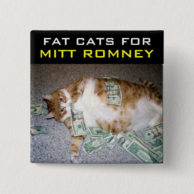 Badge Carré 5 Cm Gros chats pour Mitt Romney (Devant)