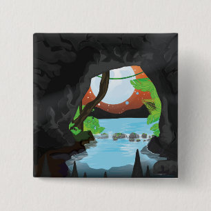 Badge Carré 5 Cm Grotte de la forêt tropicale