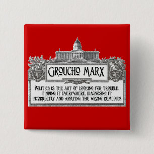 Badge Carré 5 Cm Groucho Marx sur la politique