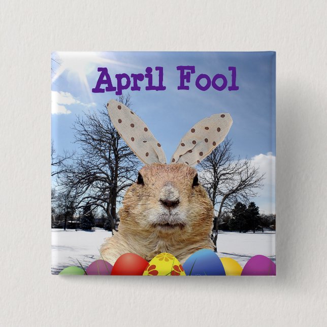 Badge Carré 5 Cm Groundhog April Fool Day (Devant)