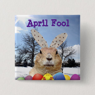 Badge Carré 5 Cm Groundhog April Fool Day