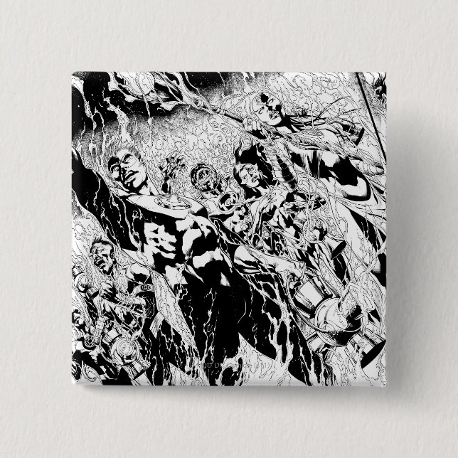 Badge Carré 5 Cm Groupe vert de lanterne (Devant)