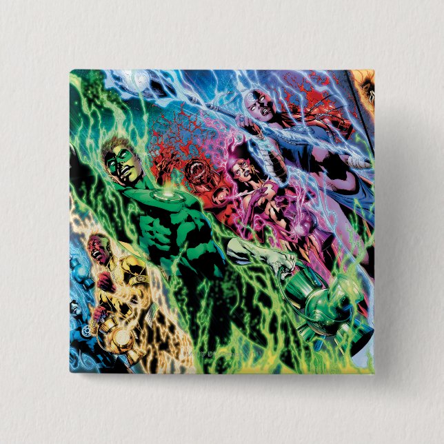 Badge Carré 5 Cm Groupe vert de lanterne - couleur (Devant)