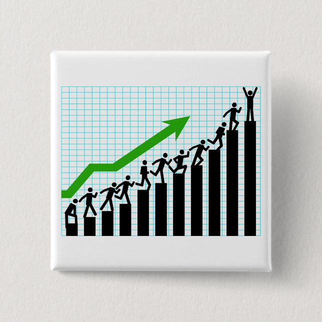 Badge Carré 5 Cm Growth Success Progress Bar Chart (Devant)