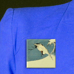 Badge Carré 5 Cm Grue Dans La Vague Océanique