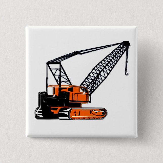 Badge Carré 5 Cm Grue de construction orange (Devant)