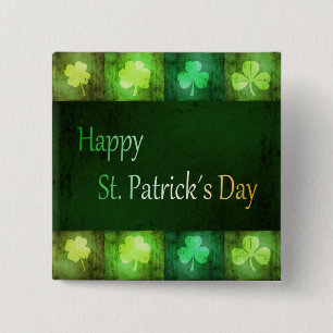 Badge Carré 5 Cm Grungy St. Patrick's Day Shamrocks - Bouton