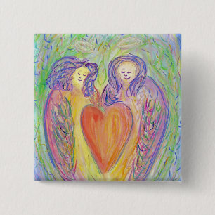 Badge Carré 5 Cm Guardian Angel Love Hearts Lapel Pin ou Boutons