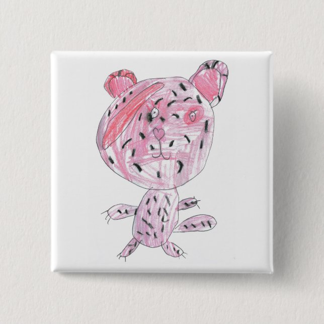 Badge Carré 5 Cm Guépard rose (Devant)