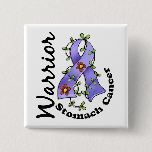 Badge Carré 5 Cm Guerrier 15 de cancer de l'estomac (Devant)