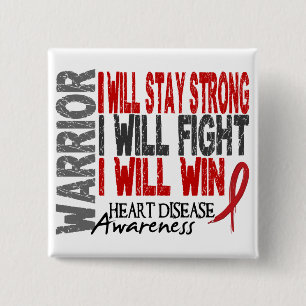 Badge Carré 5 Cm Guerrier de maladie cardiaque