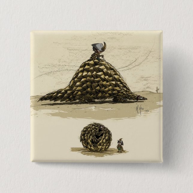 Badge Carré 5 Cm Guerrier de Pangolin (Devant)