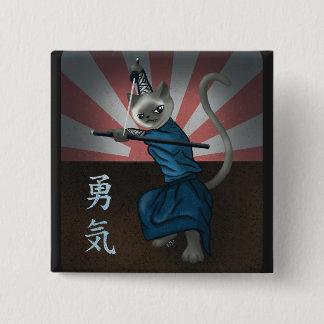 Badge Carré 5 Cm Guerrier Kitten