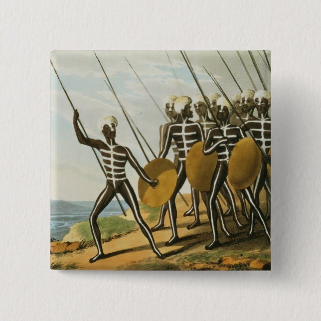 Badge Carré 5 Cm Guerriers de nouveau S. Pays de Galles gravé par (Devant)