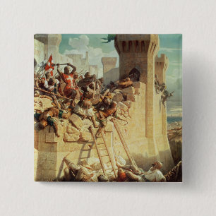 Badge Carré 5 Cm Guillaume De Clermont défendant Ptolemais