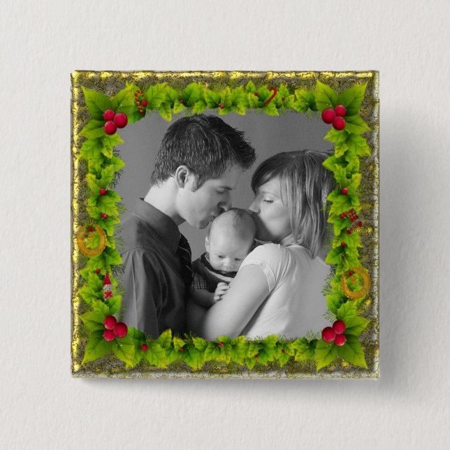 Badge Carré 5 Cm Guirlande de Noël (Devant)