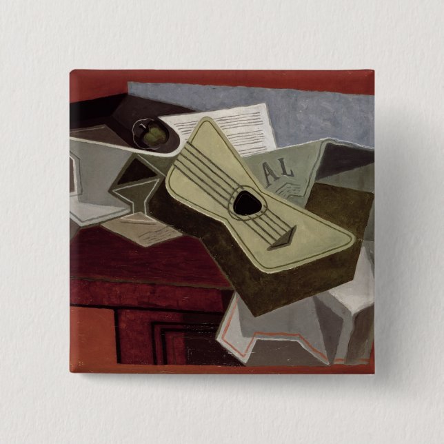 Badge Carré 5 Cm Guitar et Newspaper, 1925 (Devant)