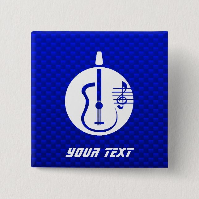Badge Carré 5 Cm Guitare acoustique bleue (Devant)