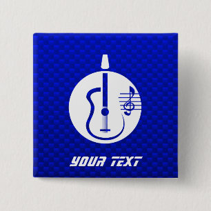 Badge Carré 5 Cm Guitare acoustique bleue