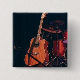 Badge Carré 5 Cm Guitare acoustique cool