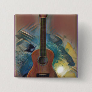 Badge Carré 5 Cm Guitare acoustique cool