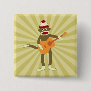 Badge Carré 5 Cm Guitare acoustique de singe de chaussette